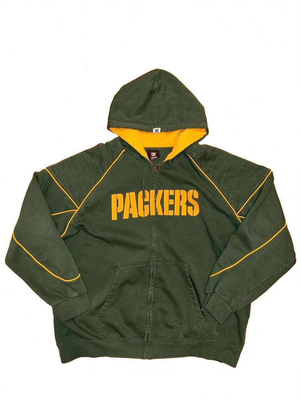 Green Bay Packers Zip Hoodie NFL Team Apparel Quilted Shoulders Size M